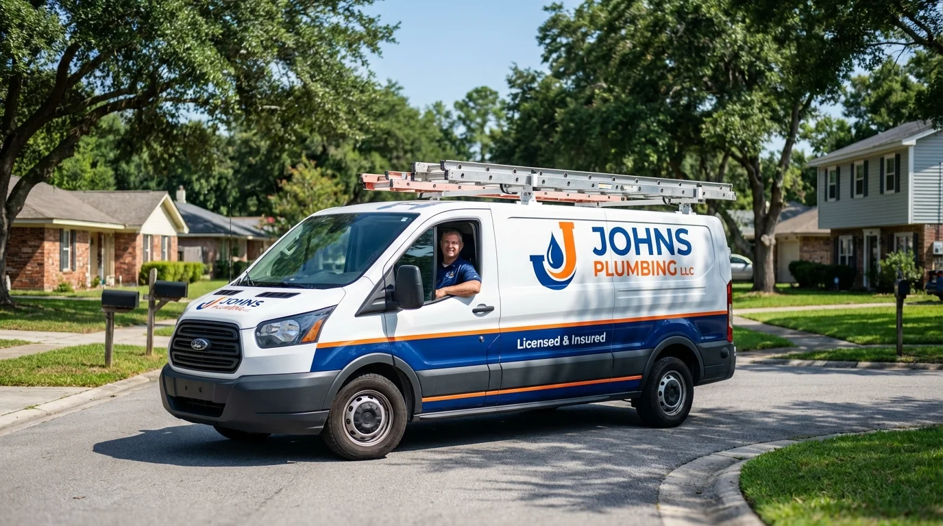 Johns Plumbing LLC service van in Havelock, NC