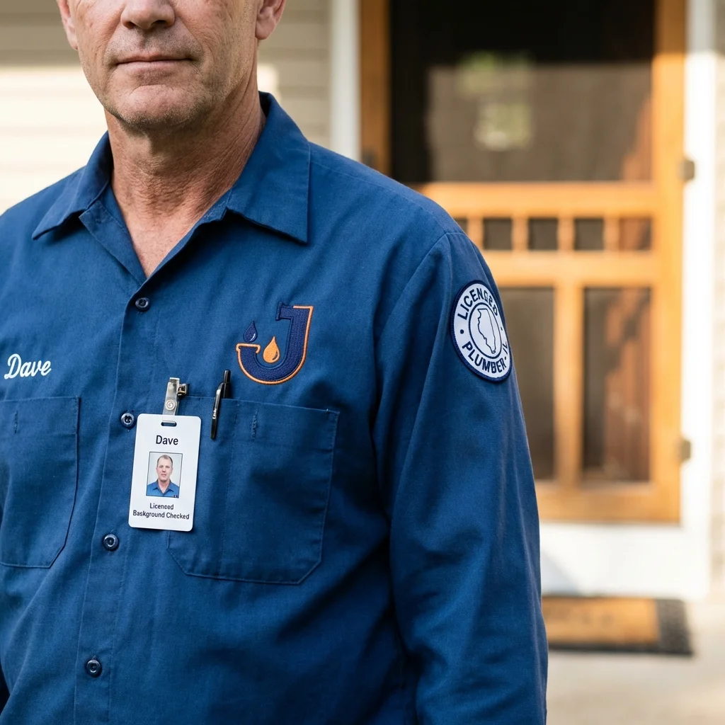 Licensed plumber showing ID badge in Havelock, NC