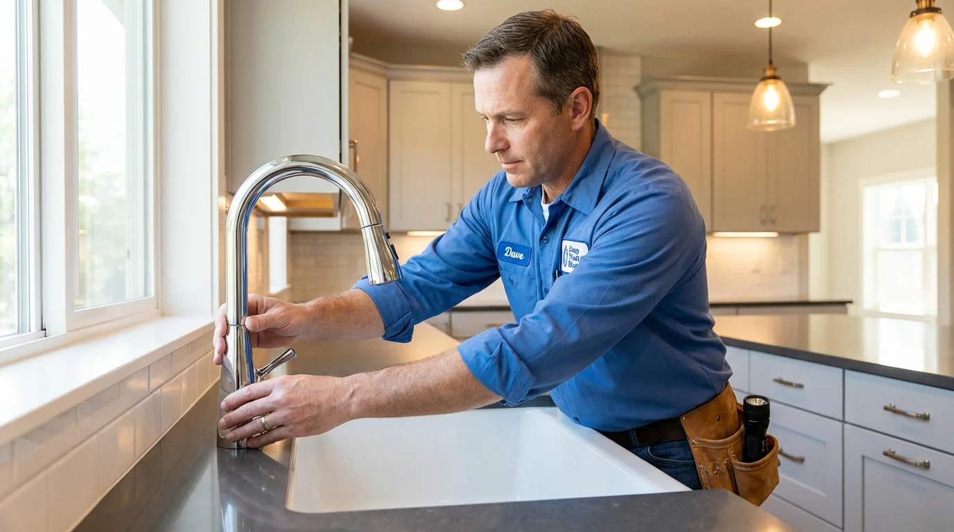 Kitchen faucet installation by Johns Plumbing LLC in Havelock