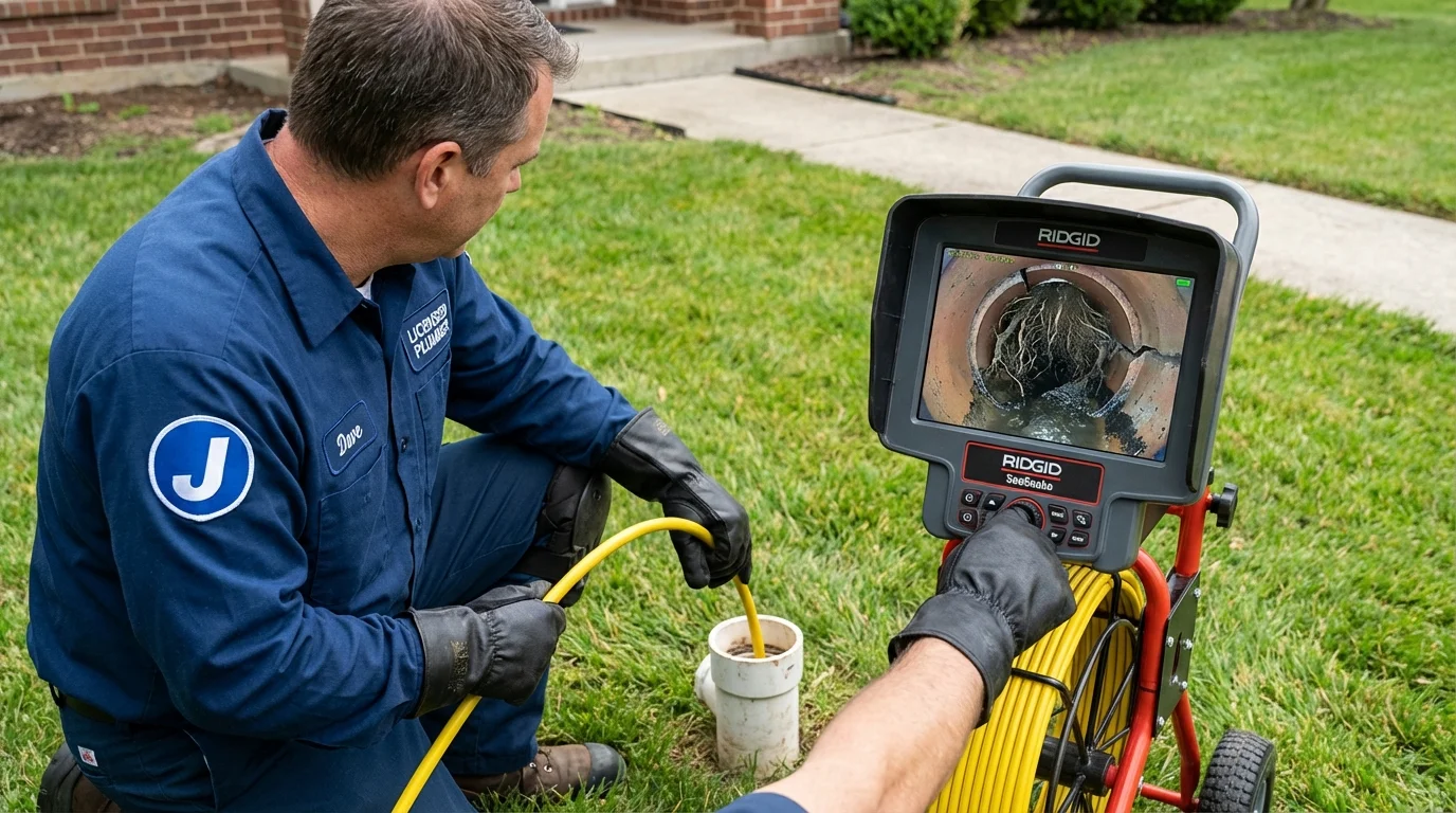 Sewer camera inspection being performed by Johns Plumbing LLC in Havelock