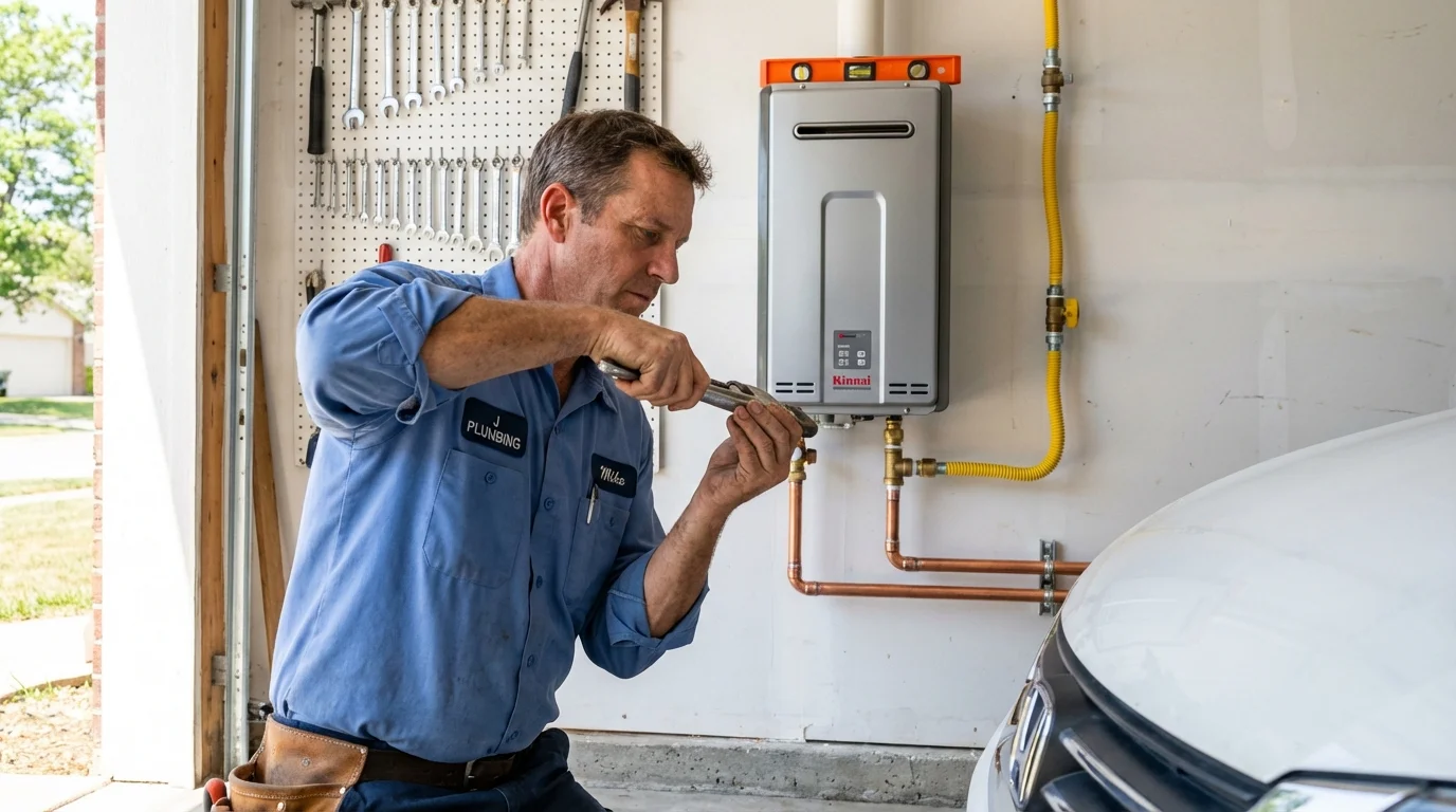 Tankless water heater installation by a Johns Plumbing LLC plumber in Havelock